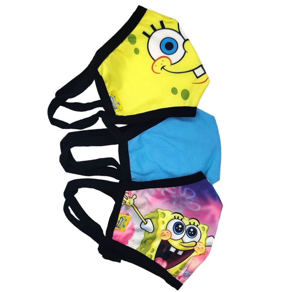 New Kids Spongebob Patrick Reusable Face Masks 3 Pack Rainbow Krabby Patty